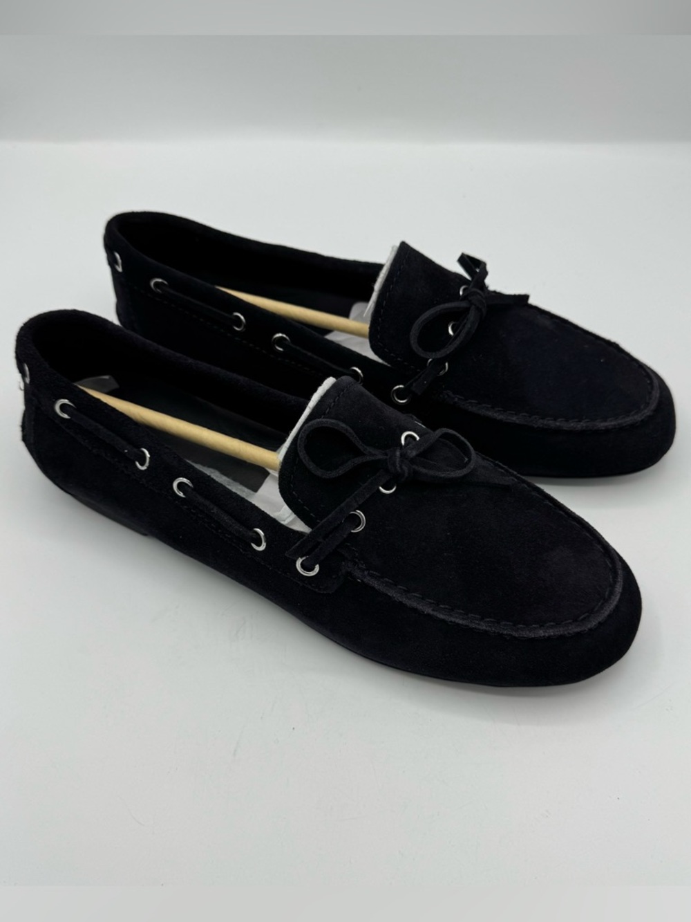 Everlane Suede Boat Driving Shoe Black Leather‎ Loafer Size 8.5 NEW minimalist